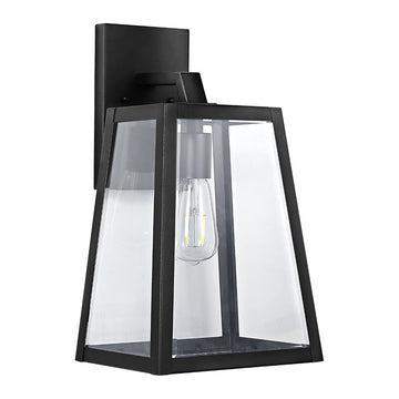 Pasadena 9" Iron/Glass Modern Industrial Angled LED Outdoor Lantern - JONATHAN Y